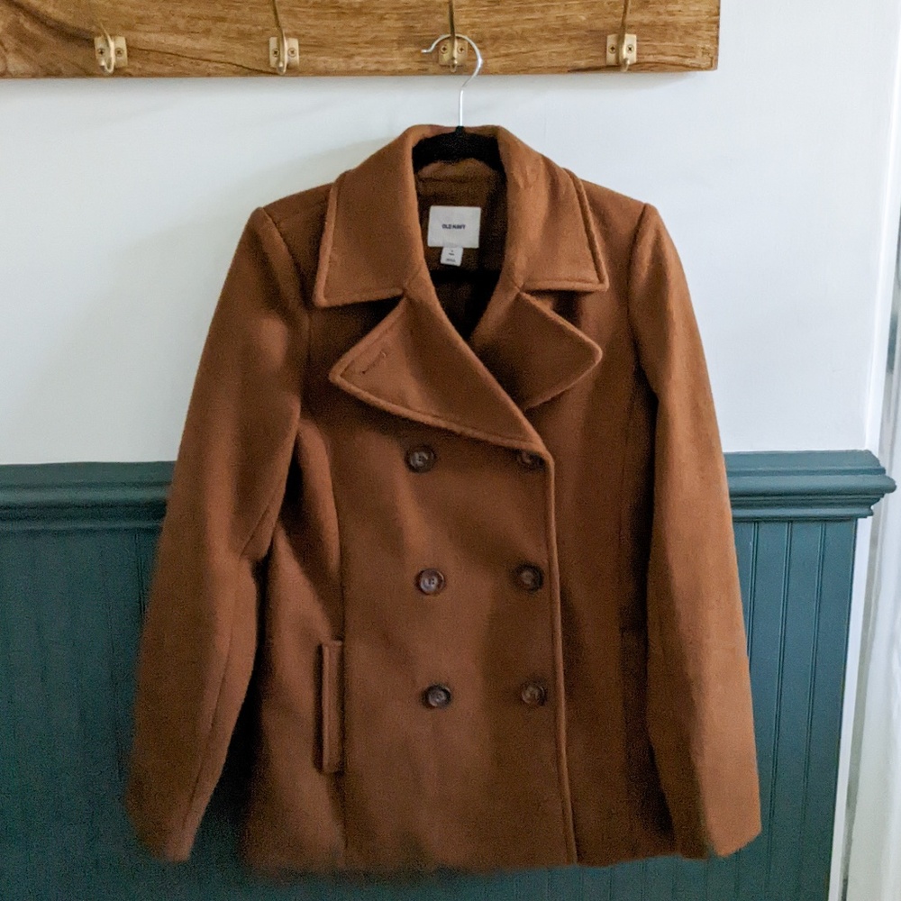 Burnt orange peacoat jacket